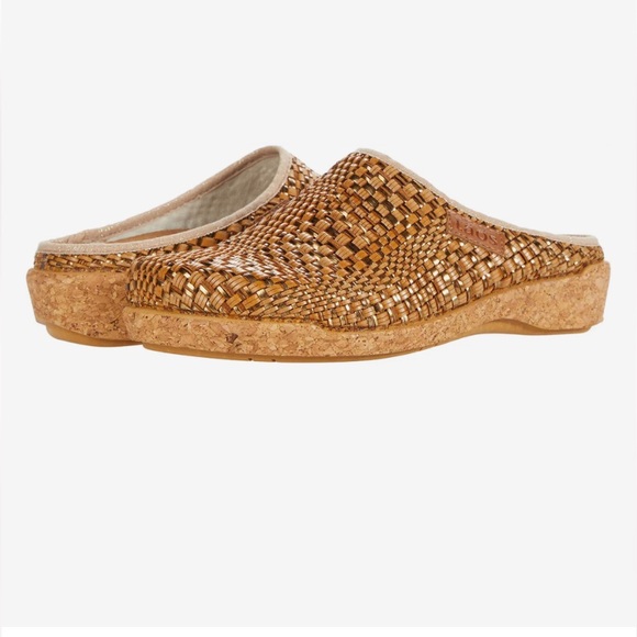 TAOS PRIMAVERA WOVEN SLIP ON MULE IN TAN/BRONZE SIZE 37 ( 6-6.5 ) NWOT - Picture 7 of 13